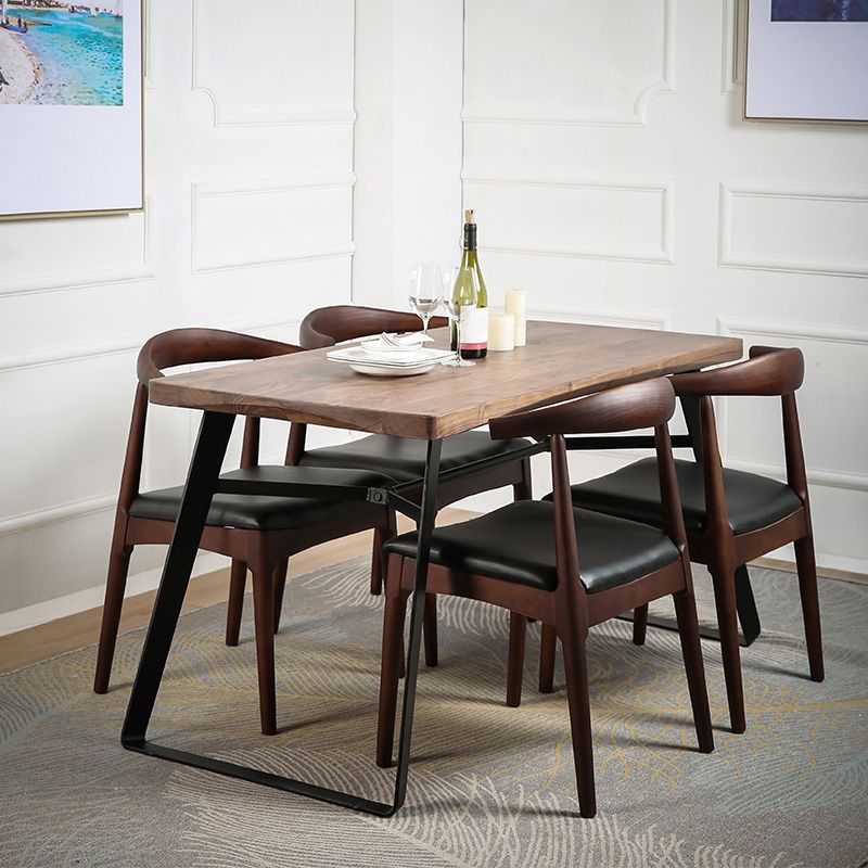 Natural and Black Dining Table Set 1/2/3/5/7 Pieces Rectangle Industrial Dinette Set Clearhalo 'Dining Room Sets' 'Dining Tables & Seating' 'dining_room_set' 'furn' 'furn_dining_room_set' 'Furniture' 'Kitchen & Dining Furniture' 1200x1200_d2304ed1-779a-416d-9728-4eb1f0b21fdb