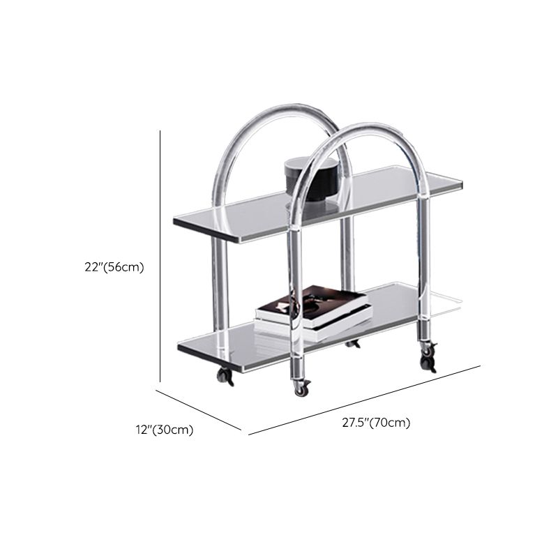 Contemporary Clear Acrylic Sofa Side Accent Table 4 Legs End Table with Storage Shelves Clearhalo 'Coffee & Accent Tables' 'End & Side Tables' 'end_side_tables' 'furn' 'furn_end_side_tables' 'Furniture' 'Living Room Furniture' 1200x1200_d230ae9c-af63-4b4c-8fce-af0f7d3d52dc