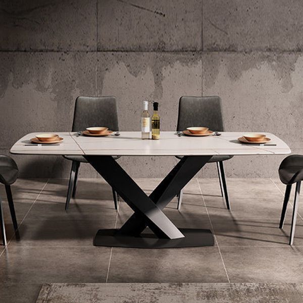 Rectangular Stone Dining Table Modern Furniture with Steel Base for Apartment Clearhalo 'Dining Tables & Seating' 'Dining Tables' 'dining_table' 'furn' 'furn_dining_table' 'Furniture' 'Kitchen & Dining Furniture' 1200x1200_d2341d3b-3cb5-4dc6-b674-fdfdd1918e66