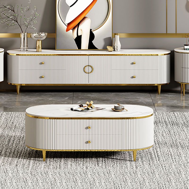 Contemporary White TV Stand Console 4-Drawer Enclosed Storage TV Media Stand Clearhalo 'furn' 'furn_tv_stands_entertainment_centers' 'Furniture' 'Living Room Furniture' 'TV Stands & Entertainment Centers' 'TV Stands & Media Storage Furniture' 'tv_stands_entertainment_centers' 1200x1200_d234522e-a99f-45ab-b0e4-49cc315fffe0