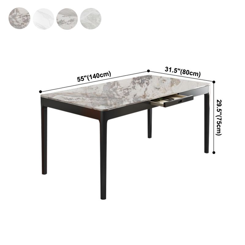 Rectangle Shape Sintered Stone Dining Table Simplicity 4 Legs Table for Dining Room Clearhalo ' dining_table' 'Dining Tables & Seating' 'Dining Tables' 'furn' 'furn_dining_table' 'Furniture' 'furniture_dining_table' 'Kitchen & Dining Furniture' 'kitchen&dining_furn' 'kitchen' 'kitchen_dining_table' 1200x1200_d2368619-c30e-4a7a-9c9b-d6e8e1a045a9