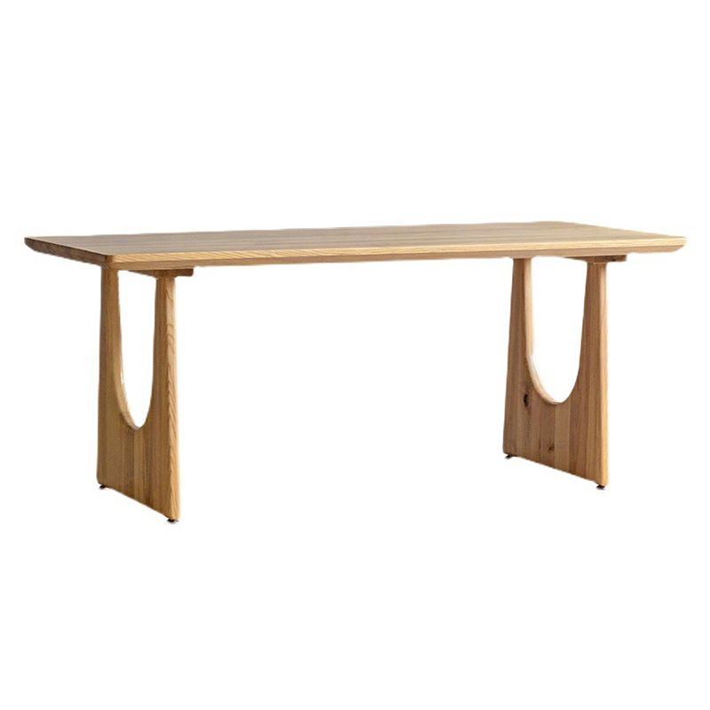 Mesa de comedor rectangular con pedestal doble, mesa moderna de madera de pino para cocina