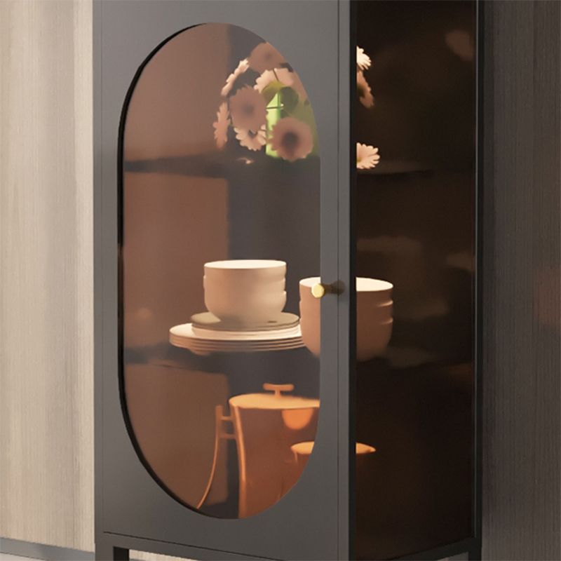 Contemporary Metal Curio Cabinet Glass Doors Hutch Cabinet with Doors for Living Room Clearhalo 'Display & China Cabinets' 'display_china_cabinets' 'furn' 'furn_display_china_cabinets' 'Furniture' 'Kitchen & Dining Furniture' 1200x1200_d23801ff-a7ac-48f9-8c3d-c86fe7d9b401