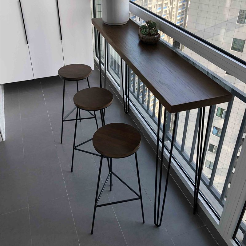 Industrial Solid Wood Pub Table with Rectangle Table Top Legs Table - 41.3" H Clearhalo 'Bar Furniture' 'Bar Tables' 'bar_tables' 'furn' 'furn_bar_tables' 'Furniture' 'furniture_bar_tables' 'Kitchen & Dining Furniture' 1200x1200_d23874ef-72ef-4517-b2b1-9f364fb56c73
