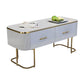 Eigentijdse salontafel met opberglade en gouden framebasis