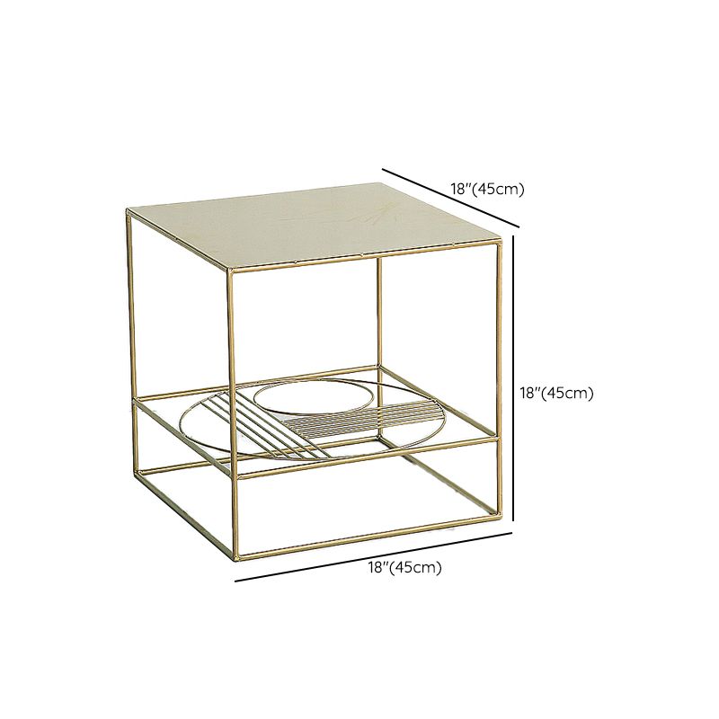 Brass Iron Frame Coffee Table Mid-Century Modern 17.7" W Square Cocktail Table Clearhalo 'Coffee & Accent Tables' 'Coffee Tables' 'coffee_tables' 'furn' 'furn_coffee_tables' 'Furniture' 'Living Room Furniture' 1200x1200_d2392c60-e369-4443-8db8-63ac705d689e