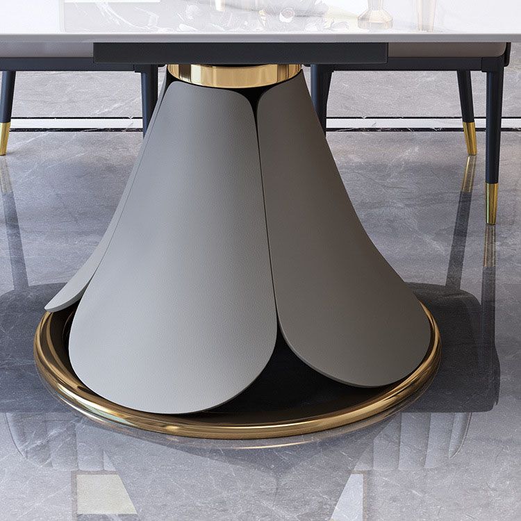 Metal Dining Table Extendable Pedestal Dining Table for Kitchen