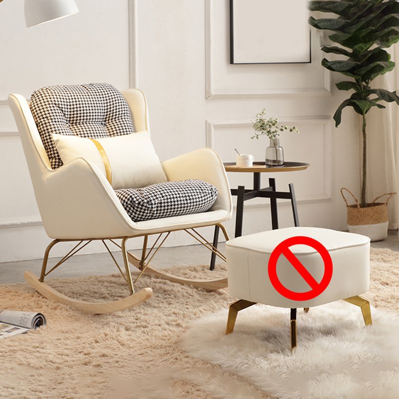 Modern Style Rocking Chair Metal Frame Doll Cotton Filling Cushion Wingback Rocker Chair Clearhalo 'Chairs & Seating' 'furn' 'furn_rocking_chairs' 'Furniture' 'Living Room Furniture' 'Rocking Chairs' 'rocking_chairs' 1200x1200_d23c0219-ff5a-4dd1-b5df-decac25e51fc
