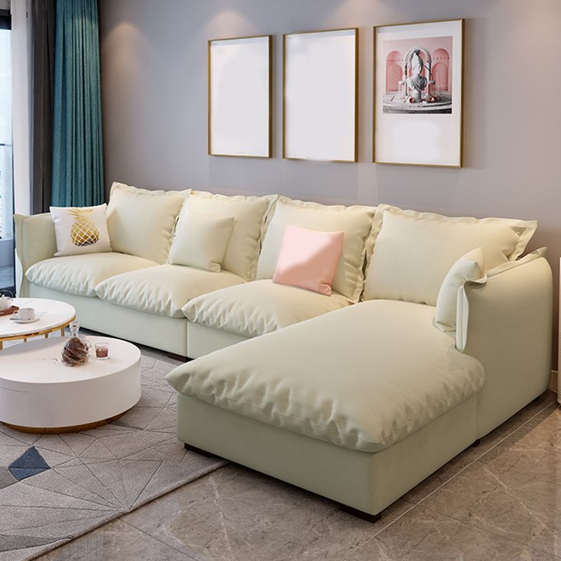 Modern Square Arm Sofa & Chaise, Loose Back Linen Sofa - 70.87" D