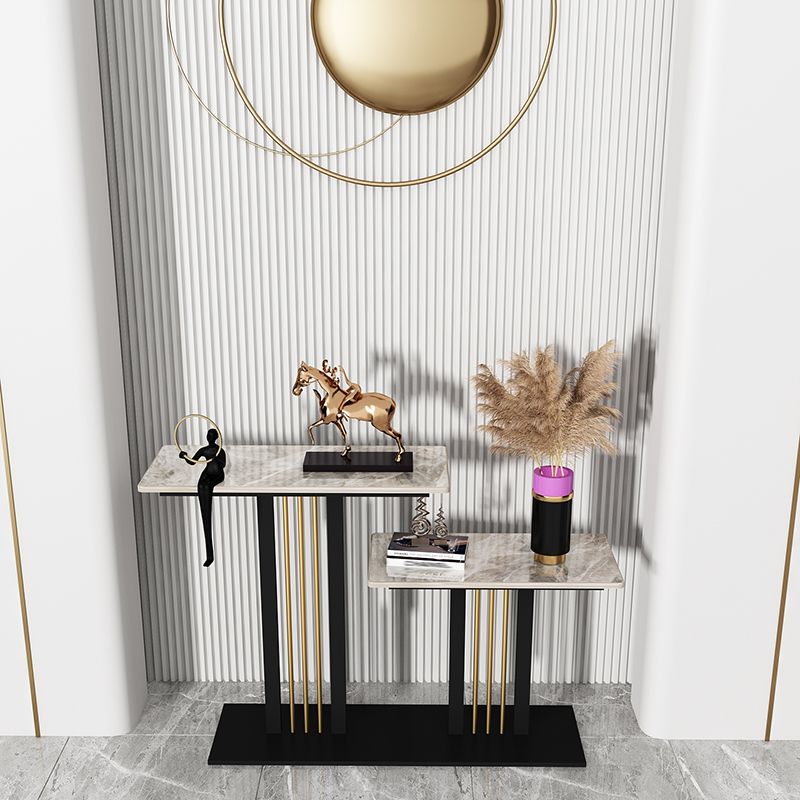 Rectangle Shape Contemporary Console Table Stone Sofa Table in White