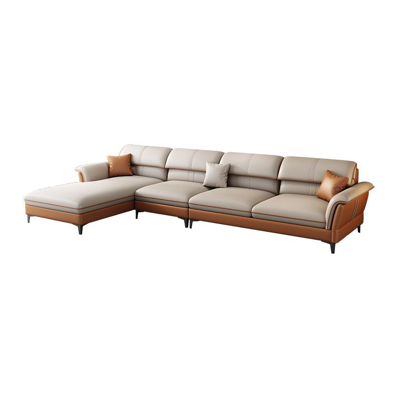 Contemporary Pillow Top Arm Sectional Sofa 34.65"H Cushion Back Sofa Clearhalo 'furn' 'furn_sectionals' 'Furniture' 'furniture_sectionals' 'Living Room Furniture' 'Sectionals' 1200x1200_d240163f-ced4-4d19-91d8-6185e2ea544c