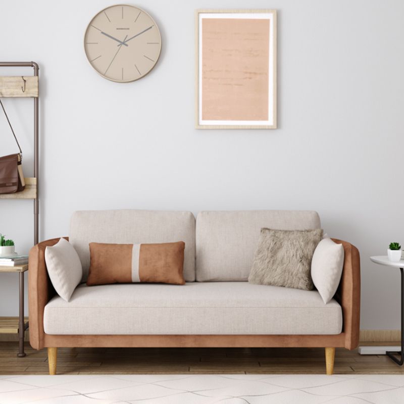 Square Arm Sofa 31.89" H Scandinavian Fabric Sofa with Pillows Clearhalo 'furn' 'furn_sofas' 'Furniture' 'furniture_sofas' 'kitchen' 'kitchen_sofas' 'Living Room Furniture' 'Sofa' 'sofas' 1200x1200_d2409123-e2e5-4d0e-9159-4a1c0786a857