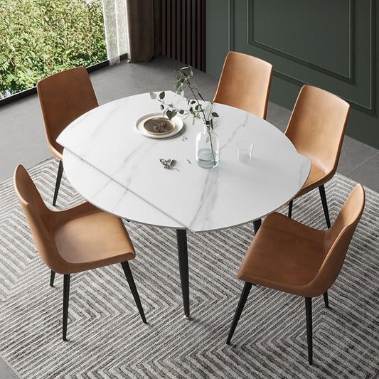 Contemporary 1/4/5/6 Pieces Dining Set Round Sintered Stone Dining Room Set Clearhalo 'Dining Room Sets' 'Dining Tables & Seating' 'dining_room_set' 'furn' 'furn_dining_room_set' 'Furniture' 'furniture_dining_room_set' 'Kitchen & Dining Furniture' 1200x1200_d2439a45-2a0c-4c2e-b579-057d413eb432
