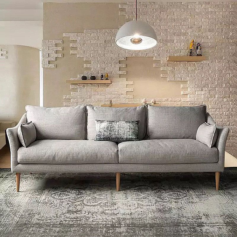 Charles of London Sofa moderne 3-zits stoffen stoffen bank met houten benen
