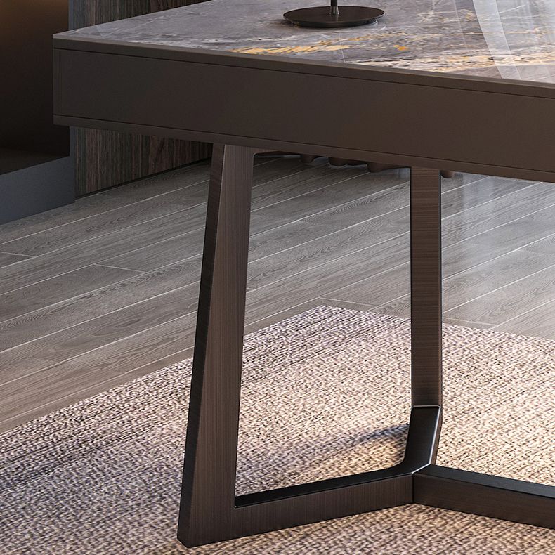 Bureau d'écriture en bois massif moderne 3 dessins de bureau rectangulaire de dessin