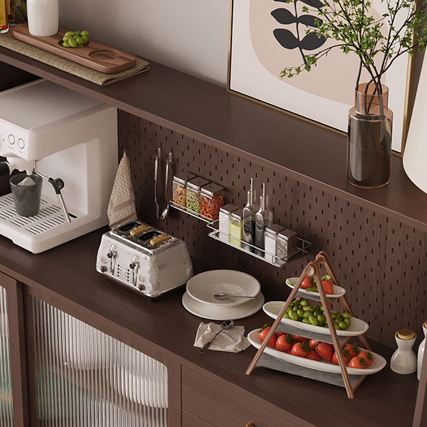 5-Drawer Pine Wood Credenza Modern Glass Sliding Door Cabinets Sideboard for Living Room Clearhalo 'buffet_sideboard' 'Buffets & Sideboards' 'furn' 'furn_buffet_sideboard' 'Furniture' 'furniture_buffet_sideboard' 'Kitchen & Dining Furniture' 1200x1200_d24875ec-9456-4b66-99a5-afd78fd18c45