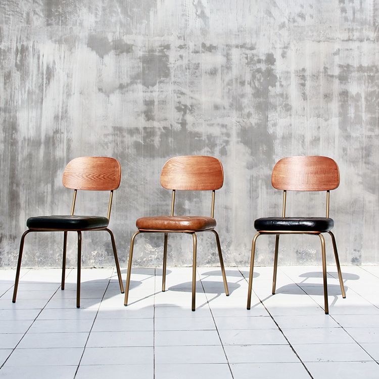 Industrial Style Leather Dining Side Chair Dining Room Open Back Side Chair Set Clearhalo ' kitchen&dining_furn' 'Dining Chairs' 'Dining Tables & Seating' 'dining_chair' 'furn' 'furn_dining_chair' 'Furniture' 'furniture_dining_chair' 'Kitchen & Dining Furniture' 'kitchen' 1200x1200_d2491f8b-524c-4cc1-a3a2-c1ac1f497103