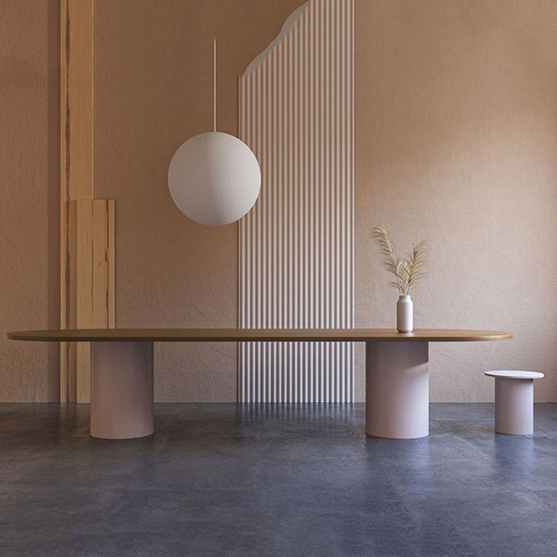 Modern Oval Shape Office Desks Wooden Task Desk with 2 Legs for Office Clearhalo 'furn' 'furn_office_desk' 'Furniture' 'Office Desks' 'Office Furniture' 'office_desk' 1200x1200_d24c7a53-60cd-4fd3-ae3f-0511b485f09b