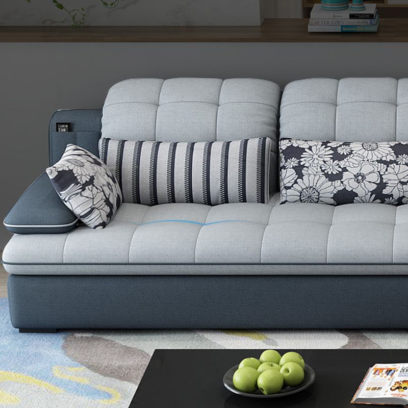 Contemporary Pillow Top Arm Sofa with Storage Bag Adjustable Backrest Sofa Clearhalo 'furn' 'furn_sectionals' 'Furniture' 'furniture_sectionals' 'kitchen' 'kitchen_sectionals' 'Living Room Furniture' 'Sectionals' 1200x1200_d24dc969-7449-4f33-9468-694600045754