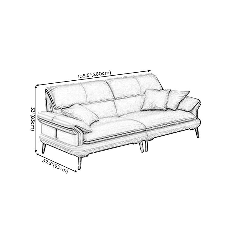 Leather Sofa in Gray Pillow Top Arm Cushions Modern Sofa for Living Room Clearhalo 'furn' 'furn_sectionals' 'Furniture' 'furniture_sectionals' 'kitchen' 'kitchen_sectionals' 'Living Room Furniture' 'Sectionals' 1200x1200_d24edca9-f5da-4163-b7f9-dfa034b4a512