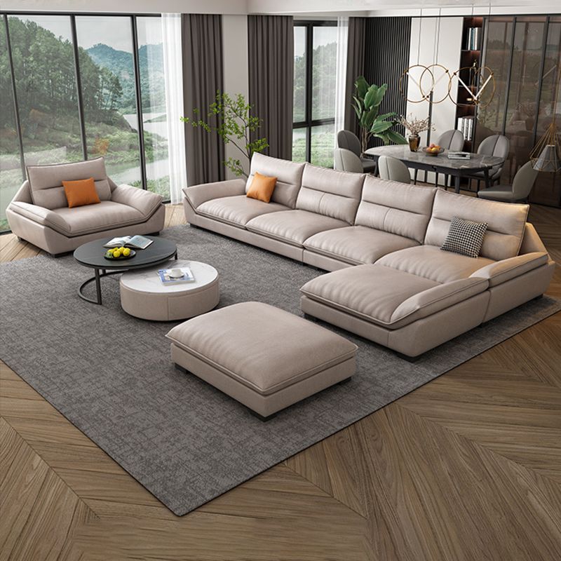 Modern Cream Cushion Back Sofa Faux Leather Living Room Sectional with Storage Clearhalo 'furn' 'furn_sectionals' 'Furniture' 'furniture_sectionals' 'kitchen' 'kitchen_sectionals' 'Living Room Furniture' 'Sectionals' 1200x1200_d24ef943-40ee-42ba-a952-3fea01f0d6ed