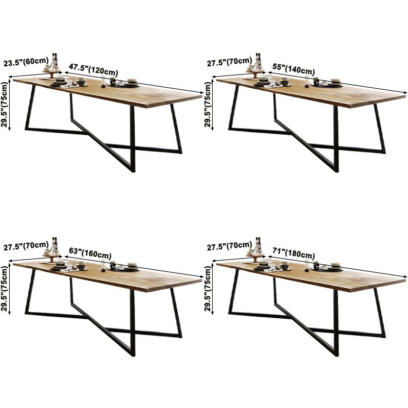 Industrial Solid Wood Khaki Dining Table Rectangle Shape Dining Table with Sled Base Clearhalo ' dining_table' 'Dining Tables & Seating' 'Dining Tables' 'furn' 'furn_dining_table' 'Furniture' 'furniture_dining_table' 'Kitchen & Dining Furniture' 'kitchen&dining_furn' 'kitchen' 'kitchen_dining_table' 1200x1200_d251fa81-2866-4f56-9628-9a04a8f207c4
