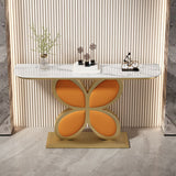 Stone Half Moon End Tabelle 1-Shelf 31,5-Zoll hohen Akzenttisch