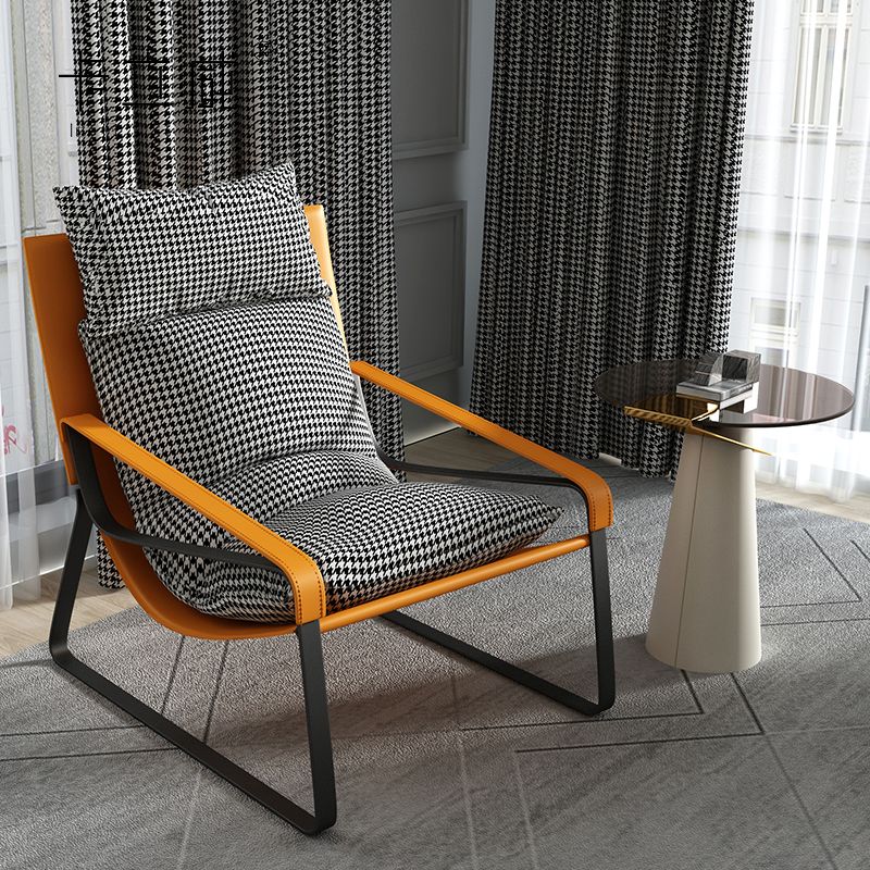 Modern Round Glass Top Side Table 21.65" Tall Leather Pedestal End Table