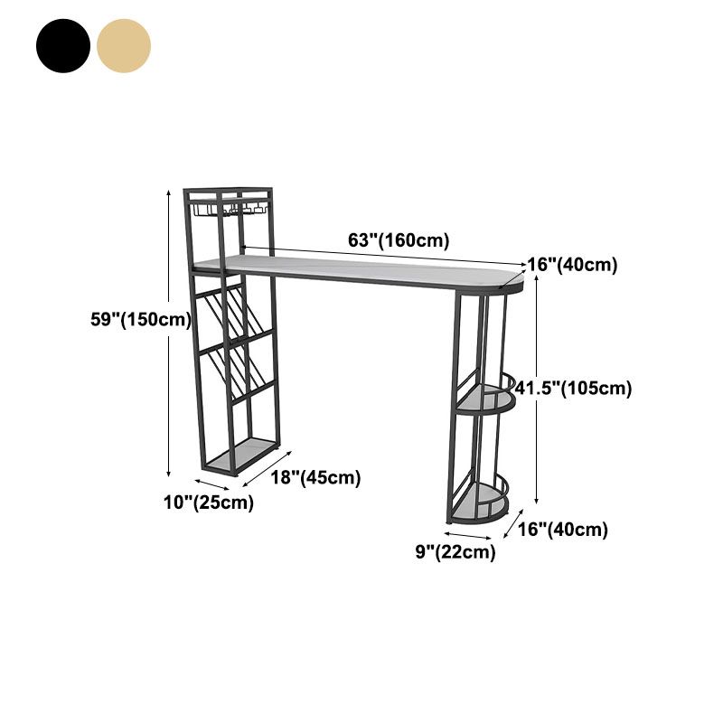 Stone Indoor Glam Bar Dining Table Iron Double Pedestal Bistro Table with Wine Rack Clearhalo 'Bar Furniture' 'Bar Tables' 'bar_tables' 'Furniture' 'furniture_bar_tables' 'Kitchen & Dining Furniture' 'kitchen&dining_furn' 'kitchen' 1200x1200_d25351ba-cfd1-4272-8a82-138bfd82cf83