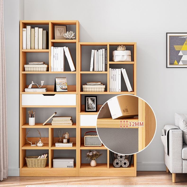 Manufactured Wood Standard Bookshelf Vertical Open Bookcase with Drawer Clearhalo 'Bookcases' 'furn' 'furn_bookcases' 'Furniture' 'furniture_bookcases' 'Office Furniture' 1200x1200_d2539cb4-87b9-4586-81d8-2bd6128505c8