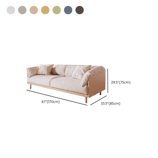 Scandinavian Loose Back Sofa with Pillow Top Arm in Solid Wood and Linen