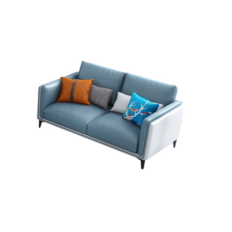 Contemporary Upholstered Sofa Blue Sewn Pillow Back Couch with Tuxedo Arm Clearhalo 'furn' 'furn_sofas' 'Furniture' 'furniture_sofas' 'kitchen' 'kitchen_sofas' 'Living Room Furniture' 'Sofa' 'sofas' 1200x1200_d25579d9-e191-42e4-a446-145f7256b00f