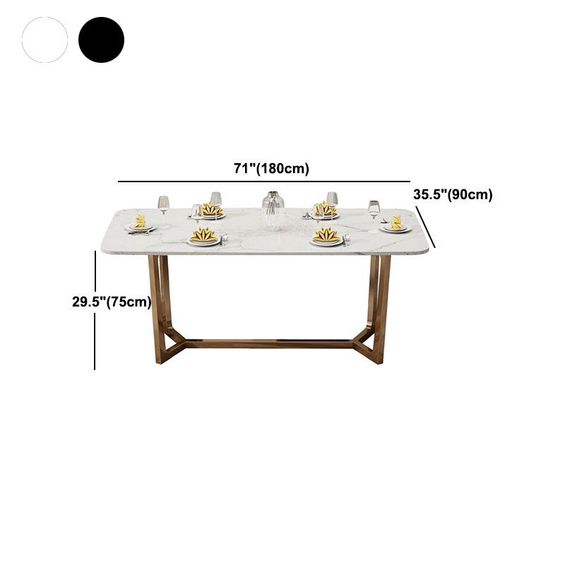 Sintered Stone Table for Restaurant Luxury Dining Table with Trestle Base Clearhalo 'Dining Tables & Seating' 'Dining Tables' 'dining_table' 'furn' 'furn_dining_table' 'Furniture' 'furniture_dining_table' 'Kitchen & Dining Furniture' 'kitchen' 'kitchen_dining_table' 1200x1200_d256144d-5842-4e92-96bb-1c3fa4d7087f