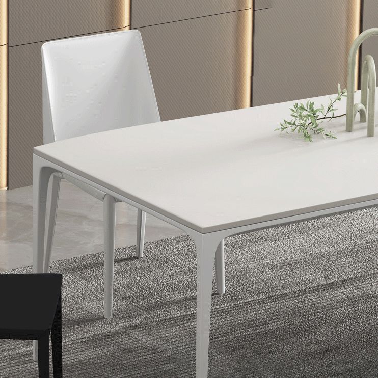 Modern White Sintered Stone Dining Table Rectangle Home Use Table with 4 Legs Clearhalo ' dining_table' 'Dining Tables & Seating' 'Dining Tables' 'Furniture' 'furniture_dining_table' 'Kitchen & Dining Furniture' 'kitchen&dining_furn' 'kitchen' 'kitchen_dining_table' 1200x1200_d2586d7f-0748-498b-92d2-38c95e31e3dc
