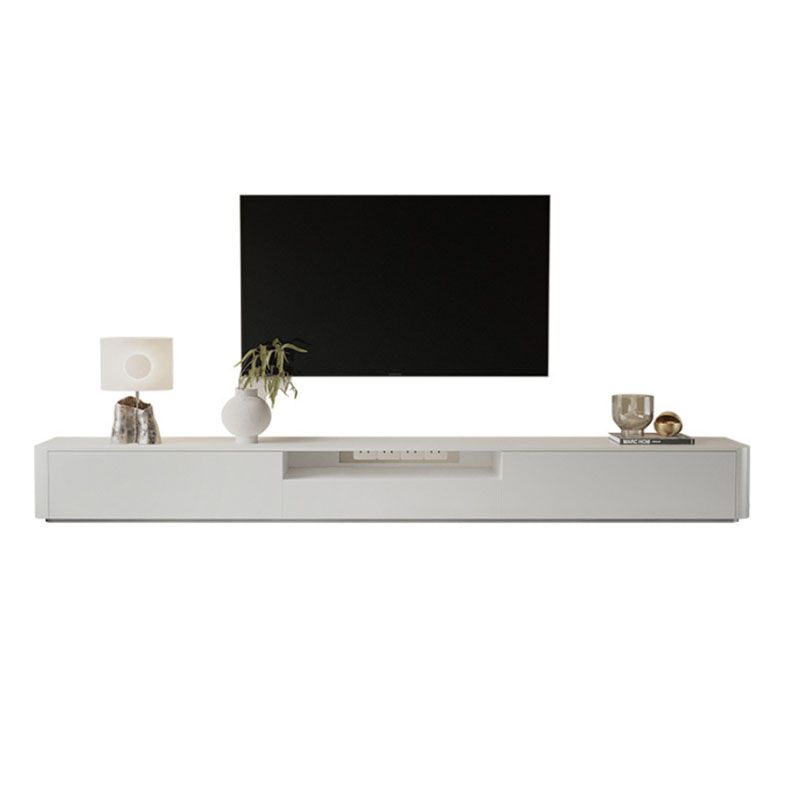 Contemporary Wood TV Stand 3 Drawers and Open Shelf TV Cabinet in White Clearhalo 'furn' 'furn_tv_stands_entertainment_centers' 'Furniture' 'Living Room Furniture' 'TV Stands & Entertainment Centers' 'TV Stands & Media Storage Furniture' 'tv_stands_entertainment_centers' 1200x1200_d25bf1ea-01e9-4674-ae2d-b707376fffbf