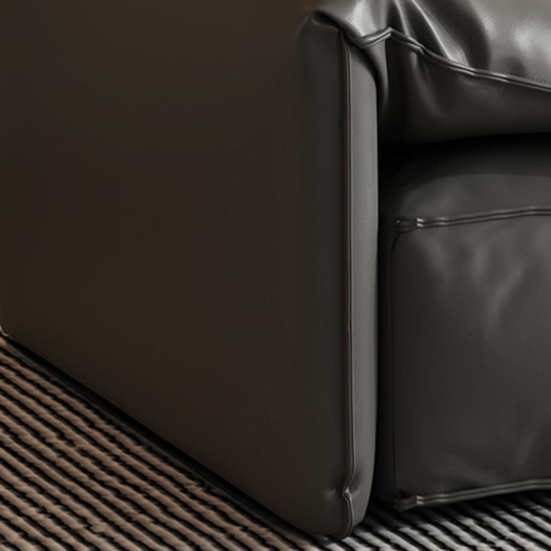 黒い本物の革のクッションバックセクション70 "木材の固定セクション