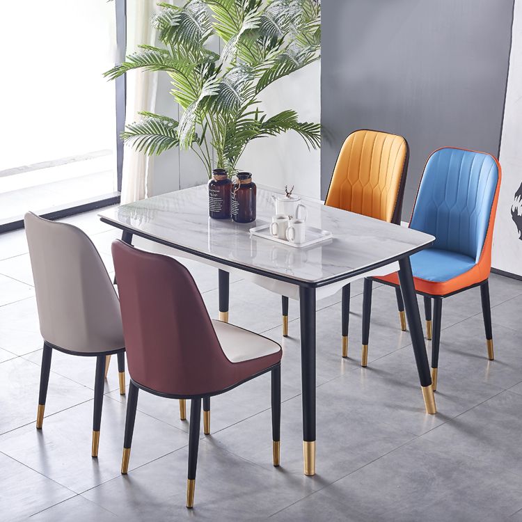 Glam Metal Dining Room Chairs Upholstered Fabric Faux Leather Armchairs Clearhalo ' kitchen&dining_furn' 'Dining Chairs' 'Dining Tables & Seating' 'dining_chair' 'furn' 'furn_dining_chair' 'Furniture' 'furniture_dining_chair' 'Kitchen & Dining Furniture' 'kitchen' 1200x1200_d25e2686-9e26-4413-b88b-a0c8f9ea61e4