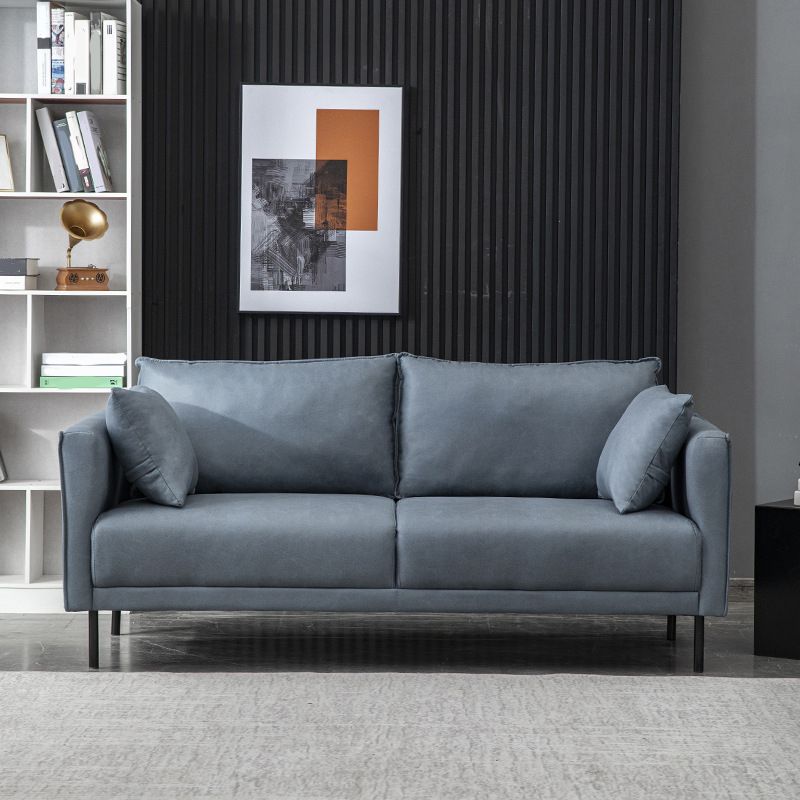 Modern Style Square Armrest Sponge Seat Multicolor Choice Imitation Leather Sofa Clearhalo 'furn' 'furn_sofas' 'Furniture' 'furniture_sofas' 'kitchen' 'kitchen_sofas' 'Living Room Furniture' 'Sofa' 'sofas' 1200x1200_d25e3320-c844-4251-85a5-67876d75e08d