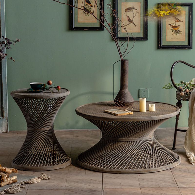 Round Rattan Top Side Table 16.53" /22.05" Tall Wood Pedestal End Table Clearhalo 'Coffee & Accent Tables' 'End & Side Tables' 'end_side_tables' 'furn' 'furn_end_side_tables' 'Furniture' 'Living Room Furniture' 1200x1200_d26390d6-cf87-47e1-b0ec-a30bf24eb530