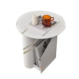 コンテンポラリーラウンドエンド表18.5 "背の高いメタルペデスタルサイドテーブル