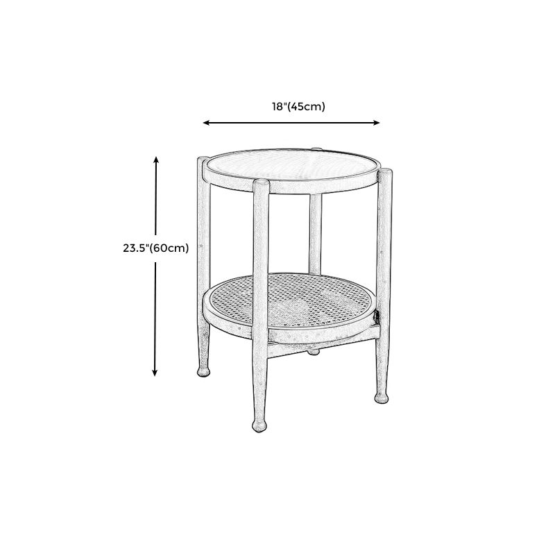 Modern Wood 4 Legs 1 Coffee Table with Shelf Round Glass Table Clearhalo 'Coffee & Accent Tables' 'Coffee Tables' 'coffee_tables' 'furn' 'furn_coffee_tables' 'Furniture' 'furniture_coffee_tables' 'Living Room Furniture' 1200x1200_d263afee-ec57-40b7-ba51-209b96b58c4f