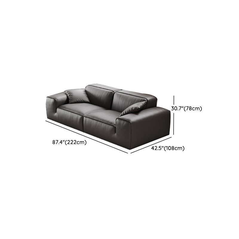 Black Genuine Leather Sectionals 30.7" H Square Arm Sectional Sofa Set Clearhalo 'furn' 'furn_sectionals' 'Furniture' 'Living Room Furniture' 'Sectionals' 1200x1200_d2652d53-a2c4-4170-b523-7859e4b1a8ee