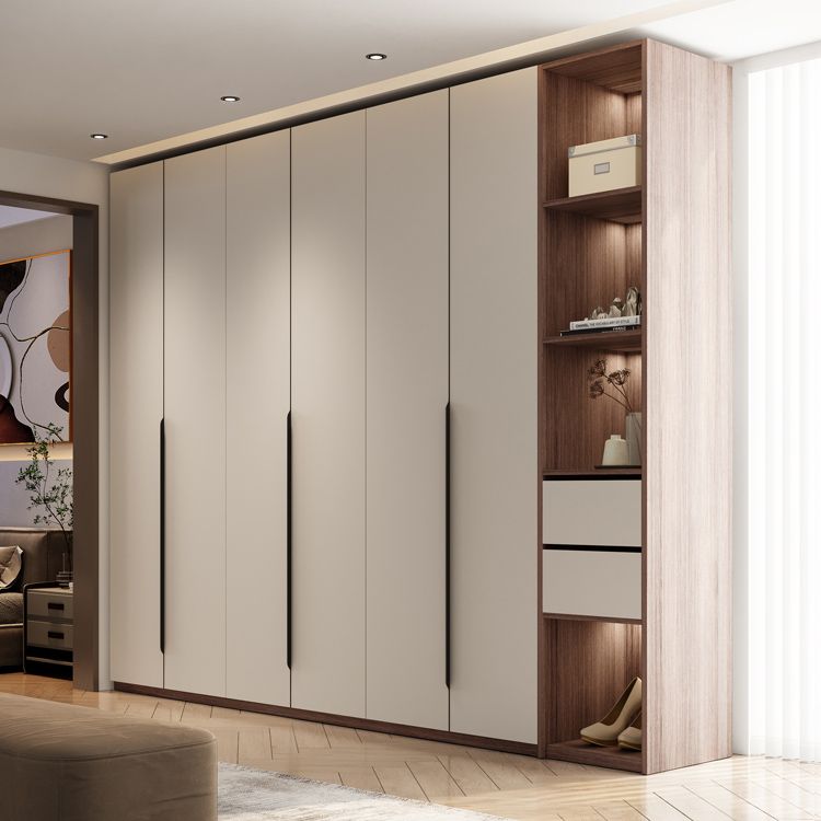 Hinged Storage Cabinet Modern Wardrobe Armoire with Garment Rod Clearhalo 'Armoires & Wardrobes' 'armoires_wardrobes' 'Bedroom Furniture' 'furn' 'furn_armoires_wardrobes' 'Furniture' 1200x1200_d2667d6f-4645-4ee7-bb5c-1b520bc83c77
