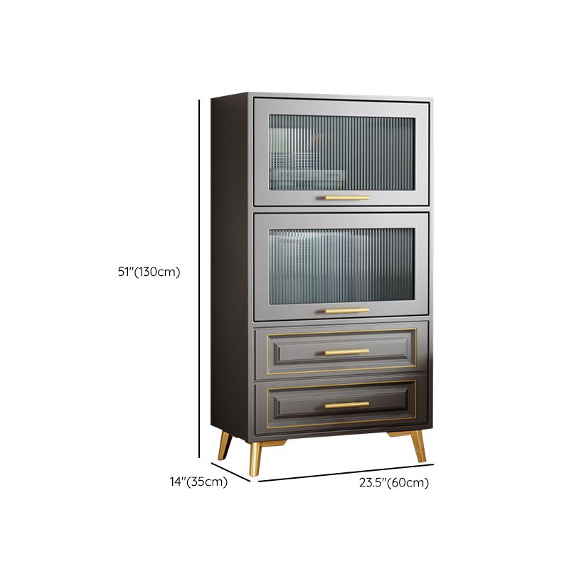 Contemporary Grey Cabinet with Glass Door and 2 Soft Close Drawers Clearhalo 'Cabinets & Chests' 'cabinets_chests' 'furn' 'furn_cabinets_chests' 'Furniture' 'Living Room Furniture' 1200x1200_d2670a21-3ddd-4881-b99b-2b7112abf744