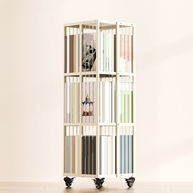 13.8" Wide Book Shelf Beige Stackable Bookcase Closed Back Vertical