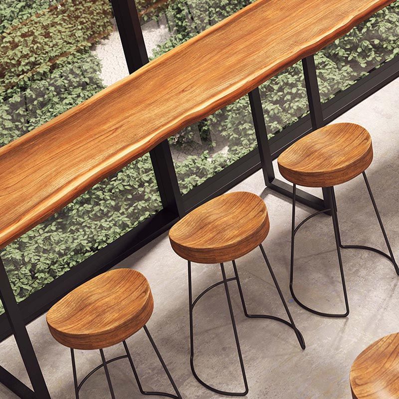 Solid Wood Bar Dining Table Rectangle Industrial Bar Dining Table with Sled Base in Black Clearhalo 'Bar Furniture' 'Bar Tables' 'bar_tables' 'furn' 'furn_bar_tables' 'Furniture' 'furniture_bar_tables' 'Kitchen & Dining Furniture' 1200x1200_d2694cc6-c66e-4ff6-9ef9-210fe4262d39