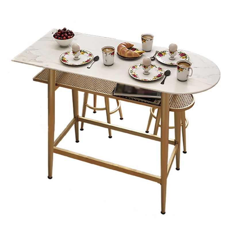 Dining Room Stone Top Counter Table Metal 4 Legs Glam Style Bar Table, Only Table Clearhalo 'Bar Furniture' 'Bar Tables' 'bar_tables' 'furn' 'furn_bar_tables' 'Furniture' 'furniture_bar_tables' 'Kitchen & Dining Furniture' 1200x1200_d2696b3a-0507-41f5-969f-4df42b0b9f2e