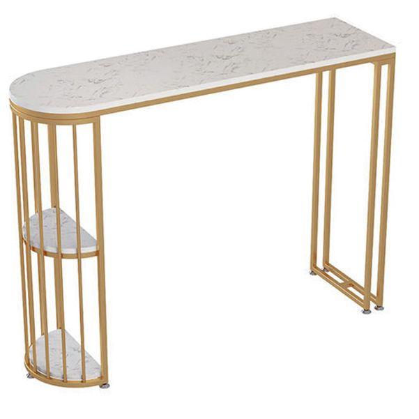 Stone Bar Dining Table Industrial Bar Dining Table with Sled Base in Gold Clearhalo 'Bar Furniture' 'Bar Tables' 'bar_tables' 'Furniture' 'furniture_bar_tables' 'Kitchen & Dining Furniture' 1200x1200_d26a1fa2-5682-42d4-93ff-e3fda379d0da