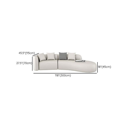 White Curved Seating Tight Back Tuxedo Arm Sofa for Living Room