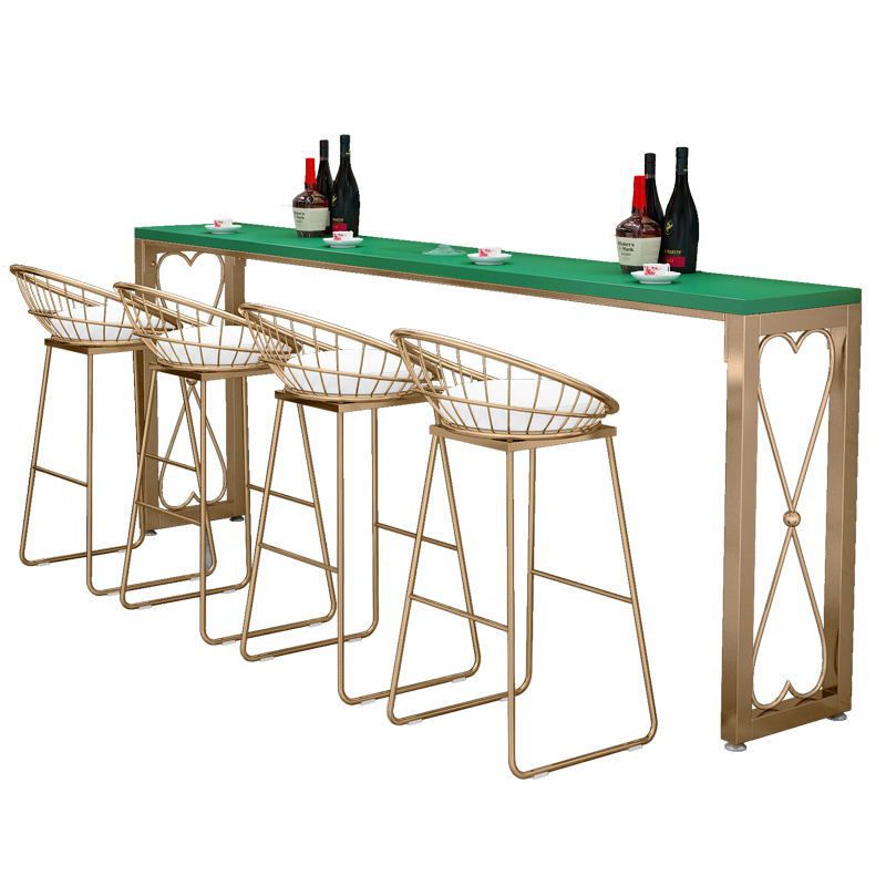 Glam Style Bar-height Table Metal Base Bistro Pub Table with Double Pedestal Clearhalo 'Bar Furniture' 'Bar Tables' 'bar_tables' 'furn' 'furn_bar_tables' 'Furniture' 'Kitchen & Dining Furniture' 1200x1200_d26c390c-0313-4237-a5ca-2630cb6ea371